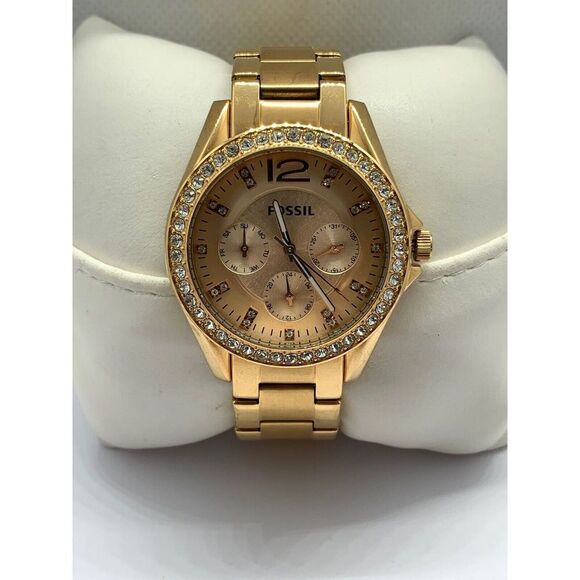 Fossil ES2811 Women's Stainless Steel Analog Gold Dial Quartz Wrist Watch ZZ184 - Picture 1 of 8